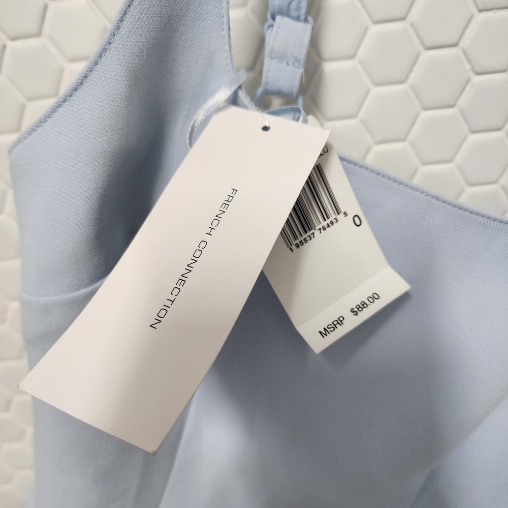 Nwt! French Connection Harrie Tailored Square Neck Top, Light Blue - Picture 6 of 10